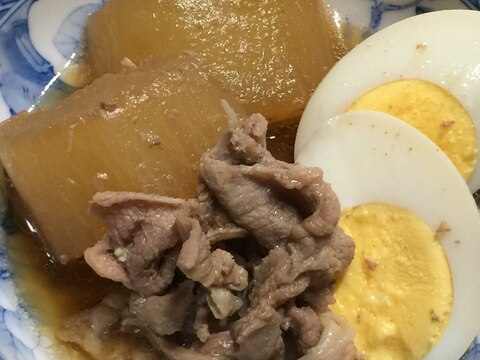 電気圧力鍋で豚肩スライスと大根の煮物!ゆで卵添え